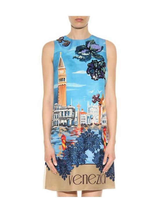 NEWDolce & Gabbana Floral & Crystal Embellished Silk Shift Dress 40 US 4 #DD17